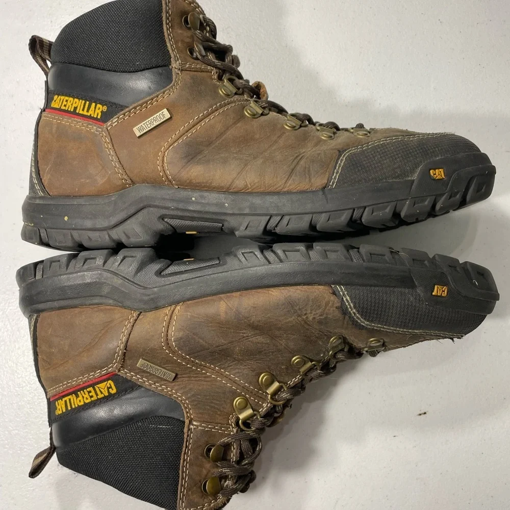 CATERPILLAR Brown Leather Hiking Work Boots Size 12 SB-